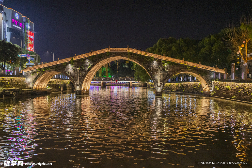 浙江余姚阳明古镇夜景