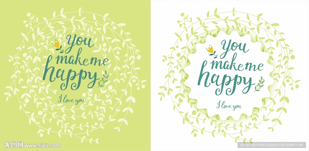 矢量小清新叶子花纹图案