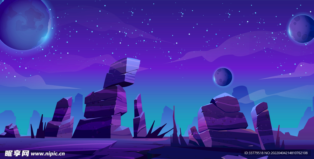 月球星球蓝色科技时尚背景