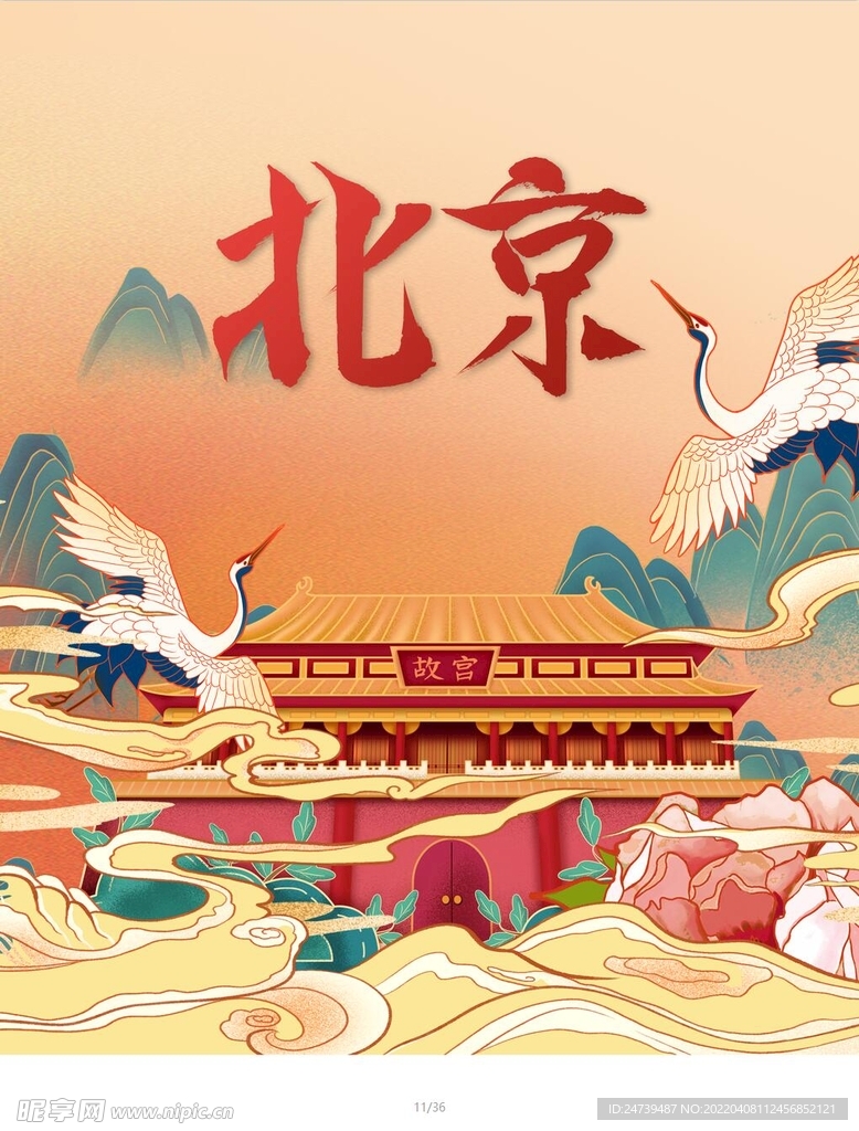 国潮风热门城市印象旅游宣传海报