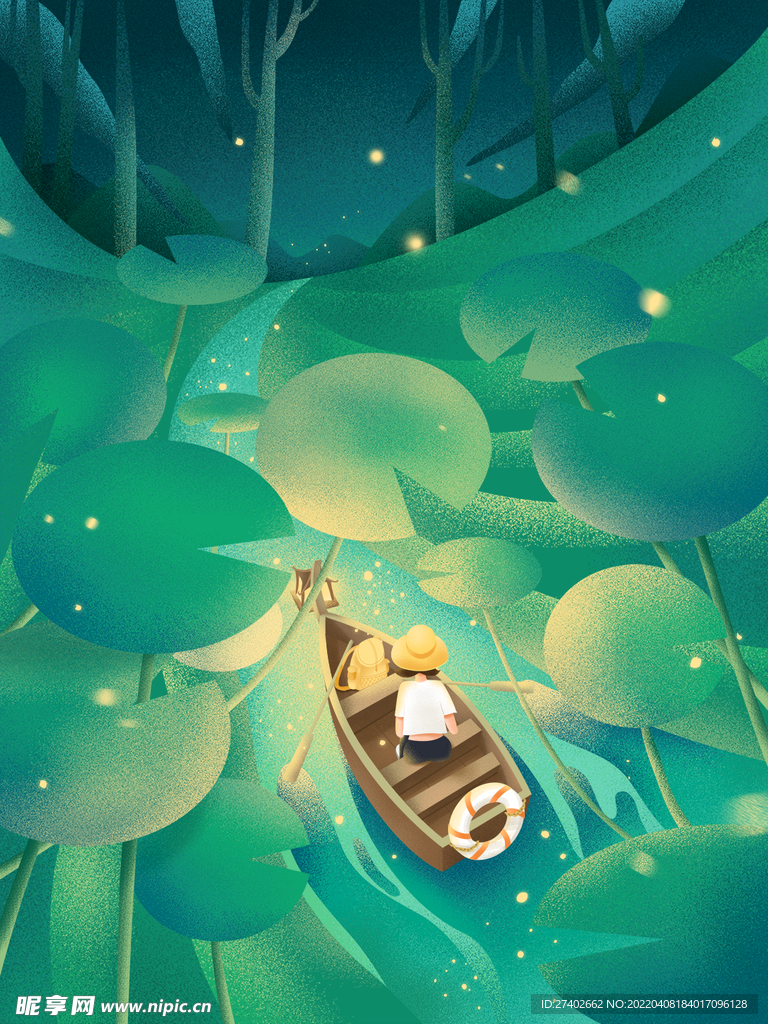 萤火虫划船夜