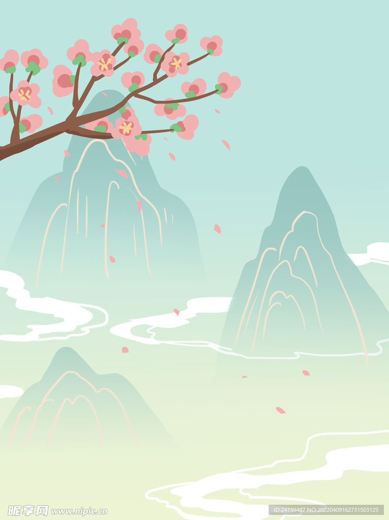 国潮山水风景背景