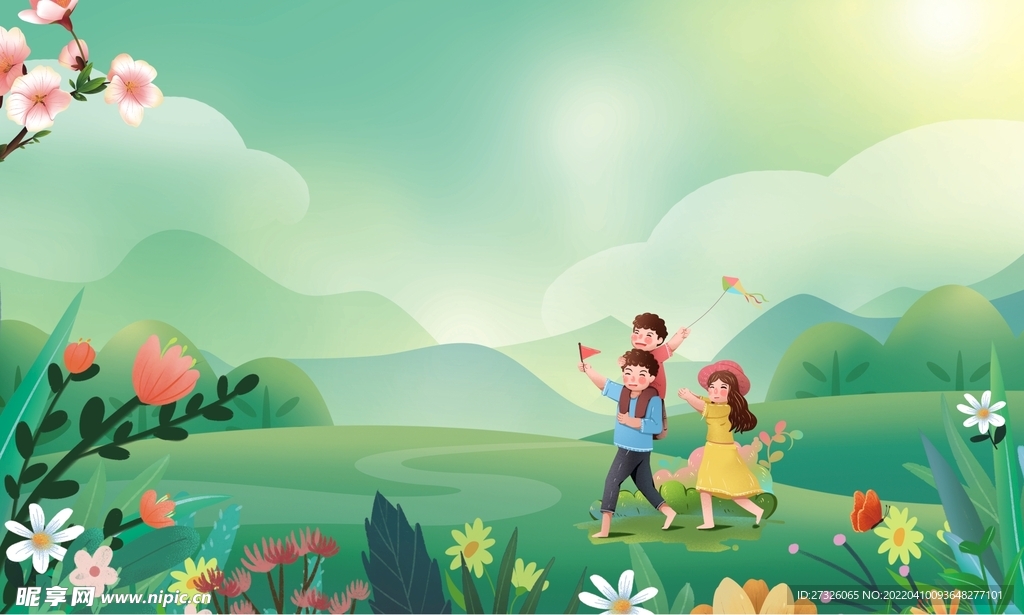 春天背景 创文创卫