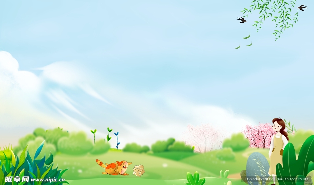 春天背景 创文创卫
