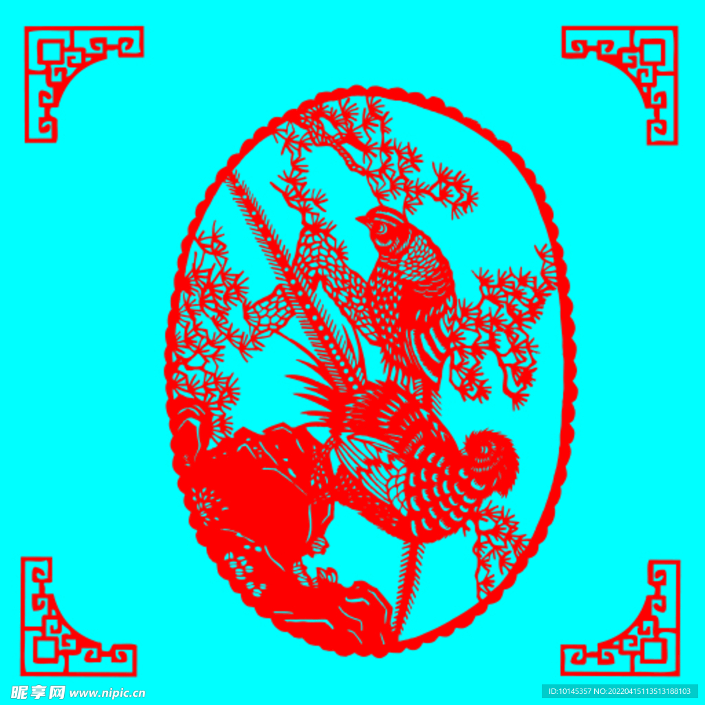 鸟与松树剪纸