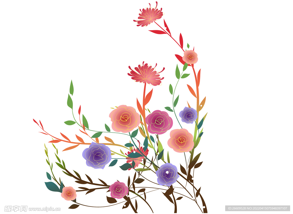 手绘花草插画