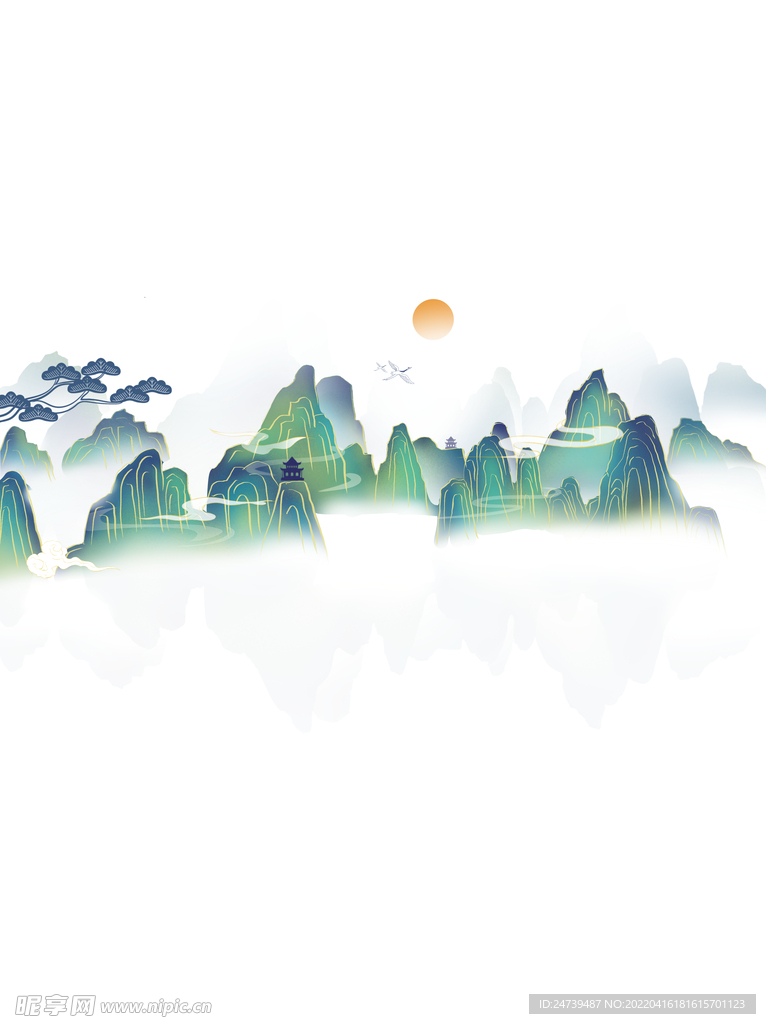 国潮风山水