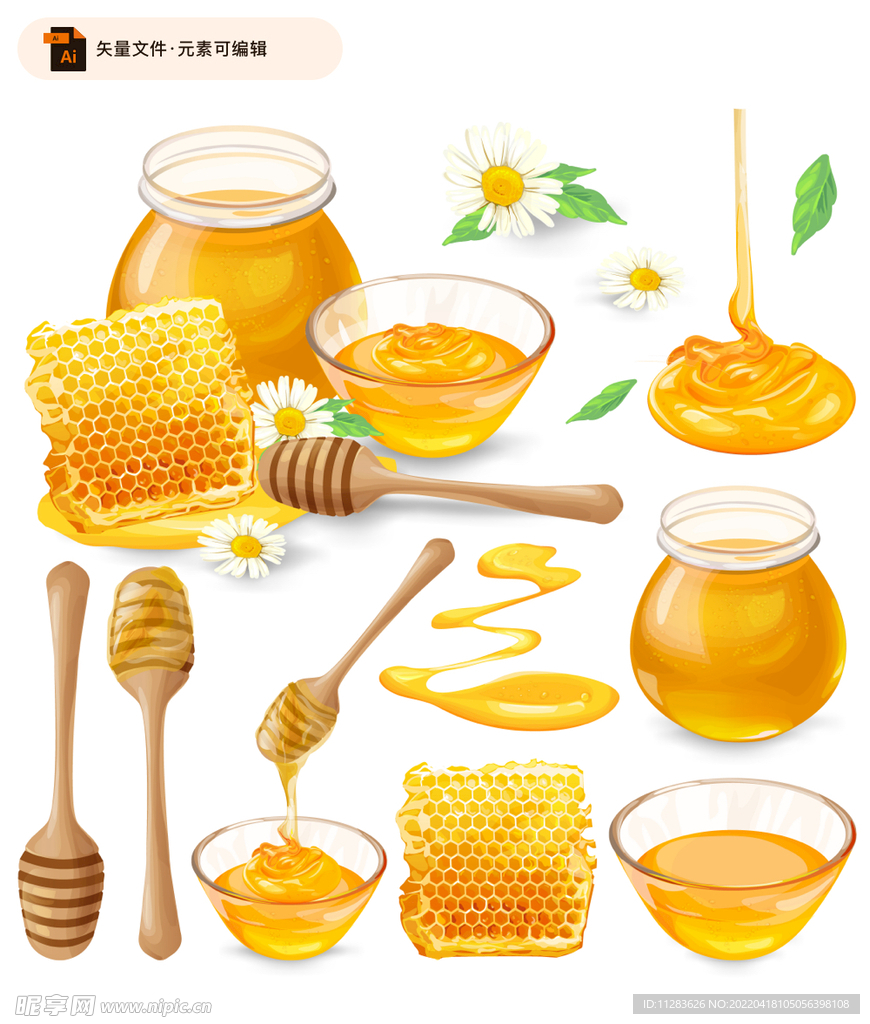 蜂蜜插画矢量素材