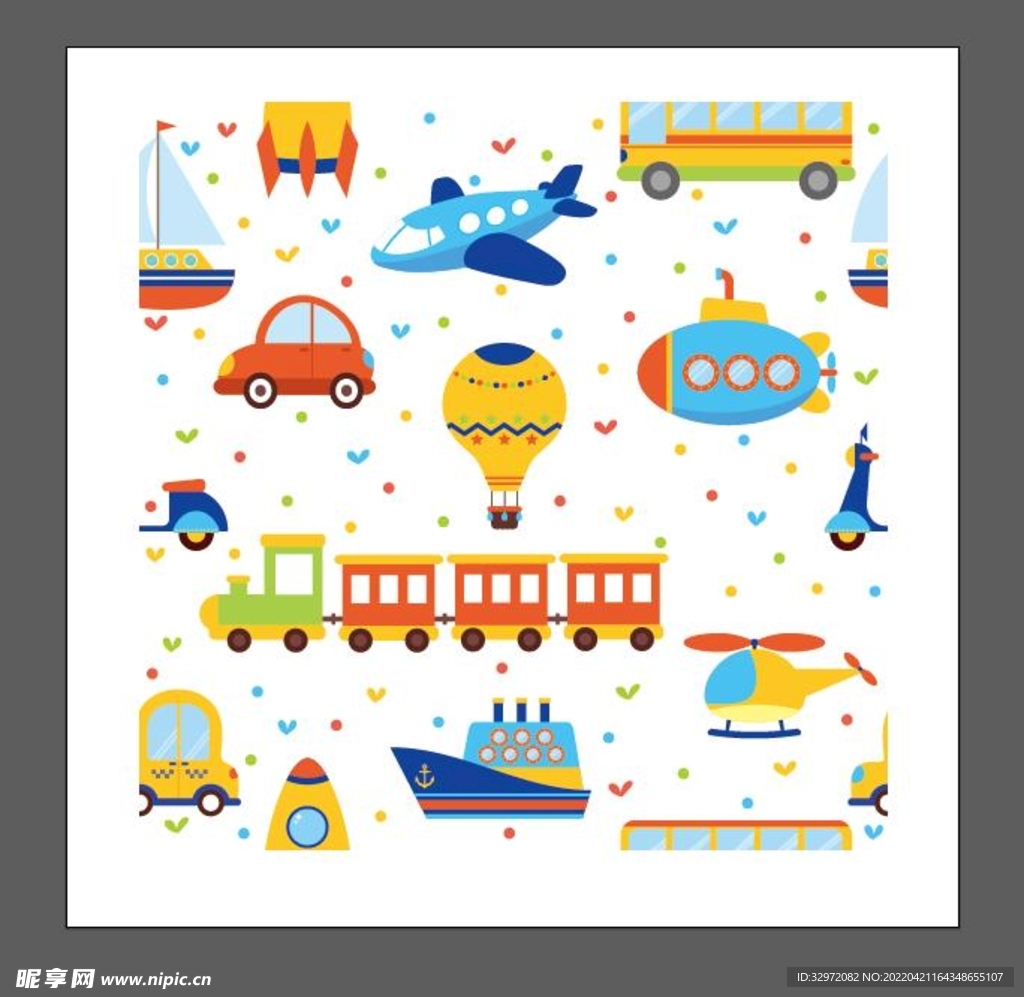 飞机 火车 轮船无缝背景AI
