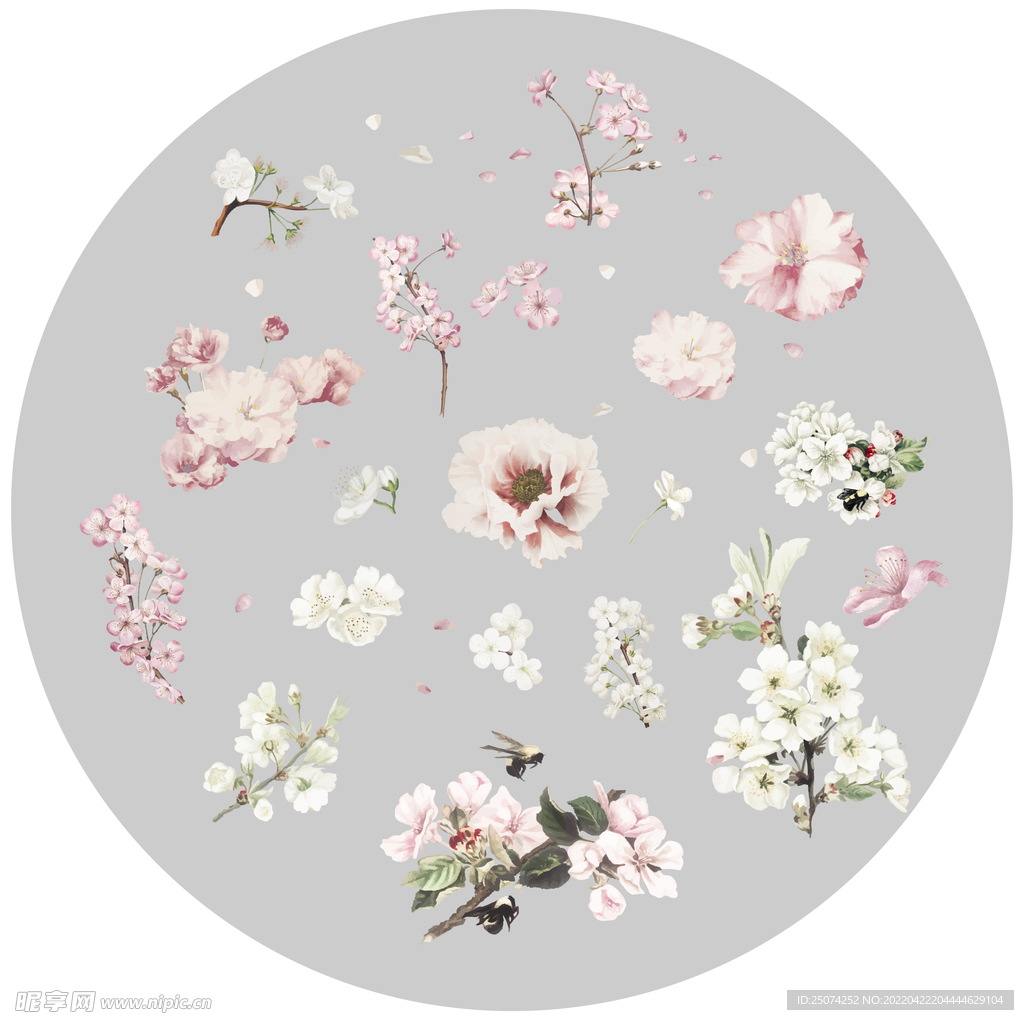复古花 手绘花