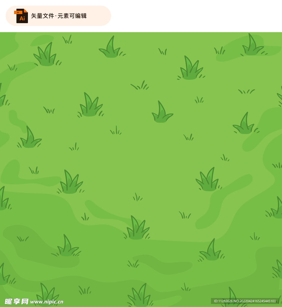 卡通手绘草地矢量素材