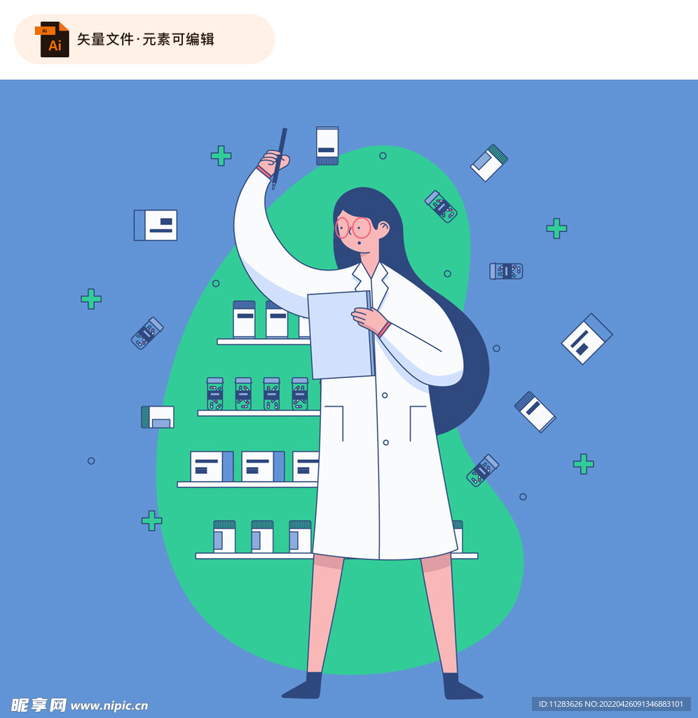 药品和女医生矢量素材