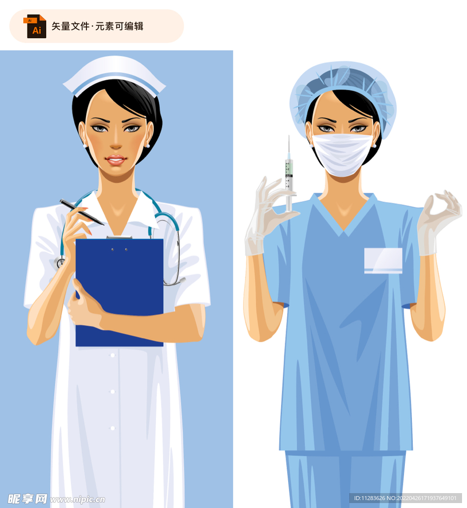 女性医护人员矢量素材