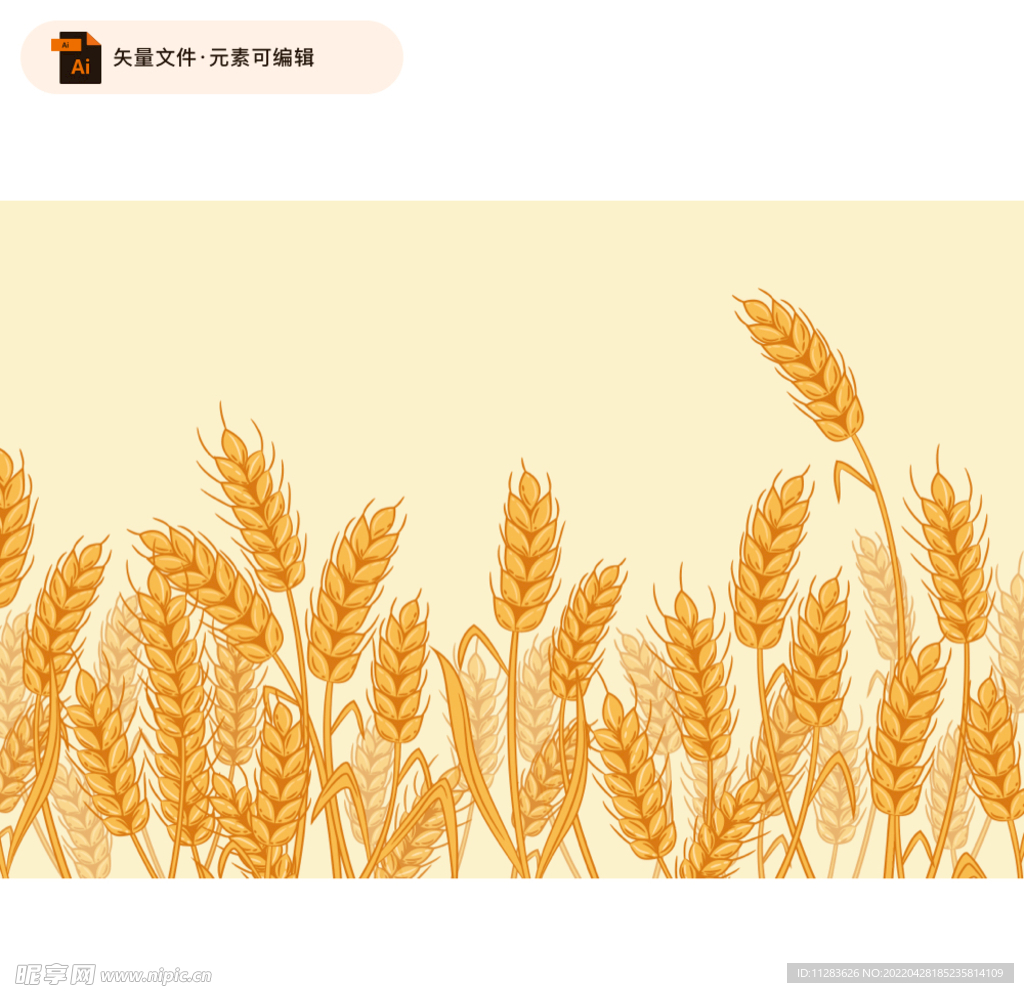 麦田麦穗矢量素材