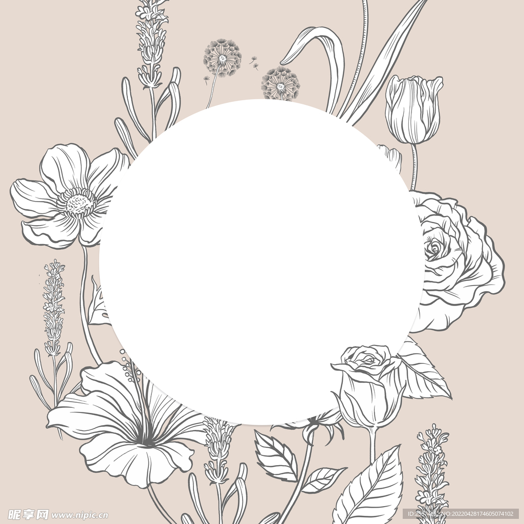 线描花朵