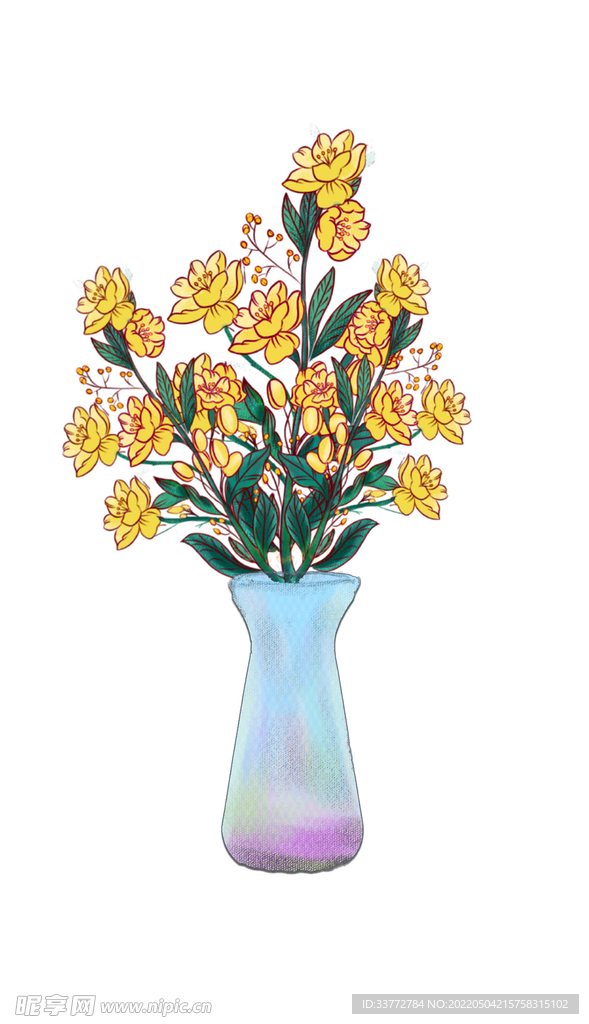 插画春天花朵手绘植物装饰图案