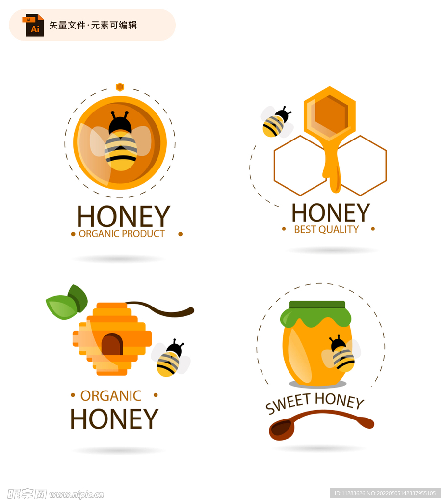 精美蜂蜜标志矢量图
