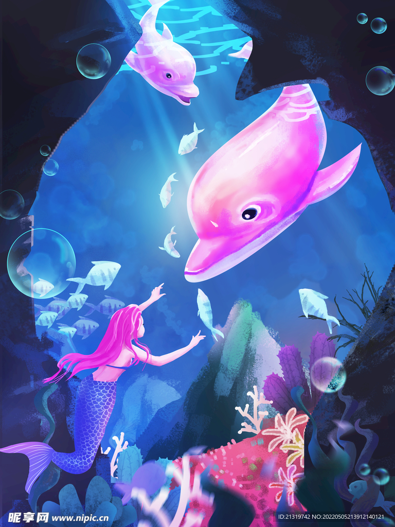 卡通海豚插画