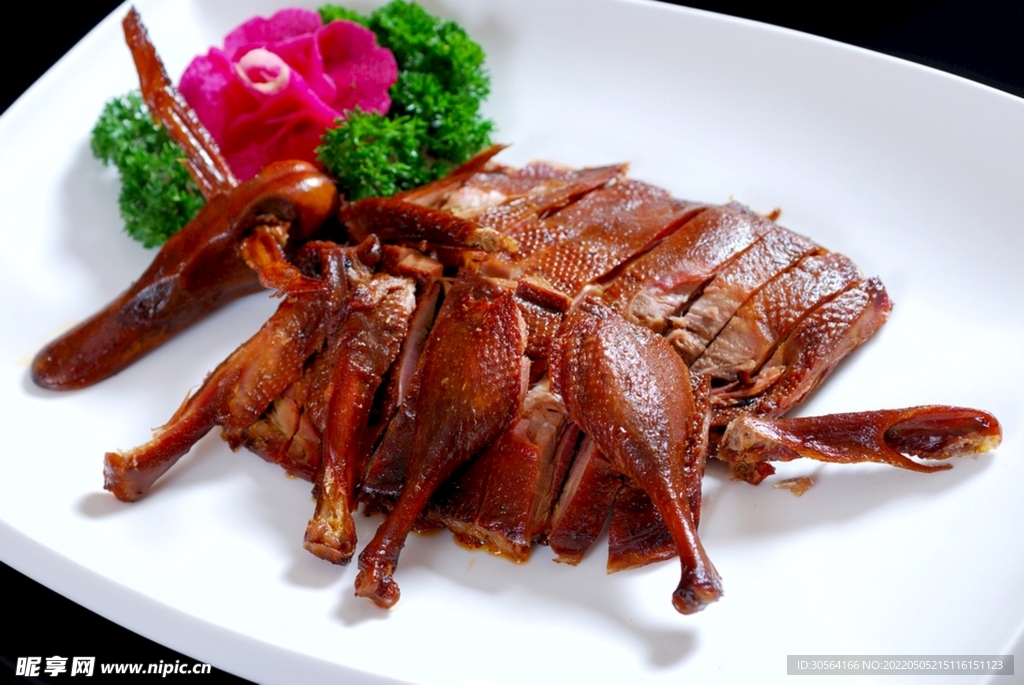 切片烤鸭美食