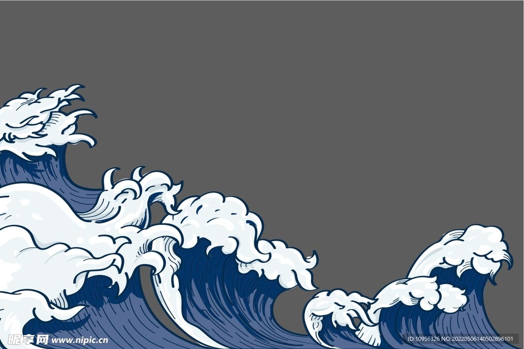 中式古典国潮浪花