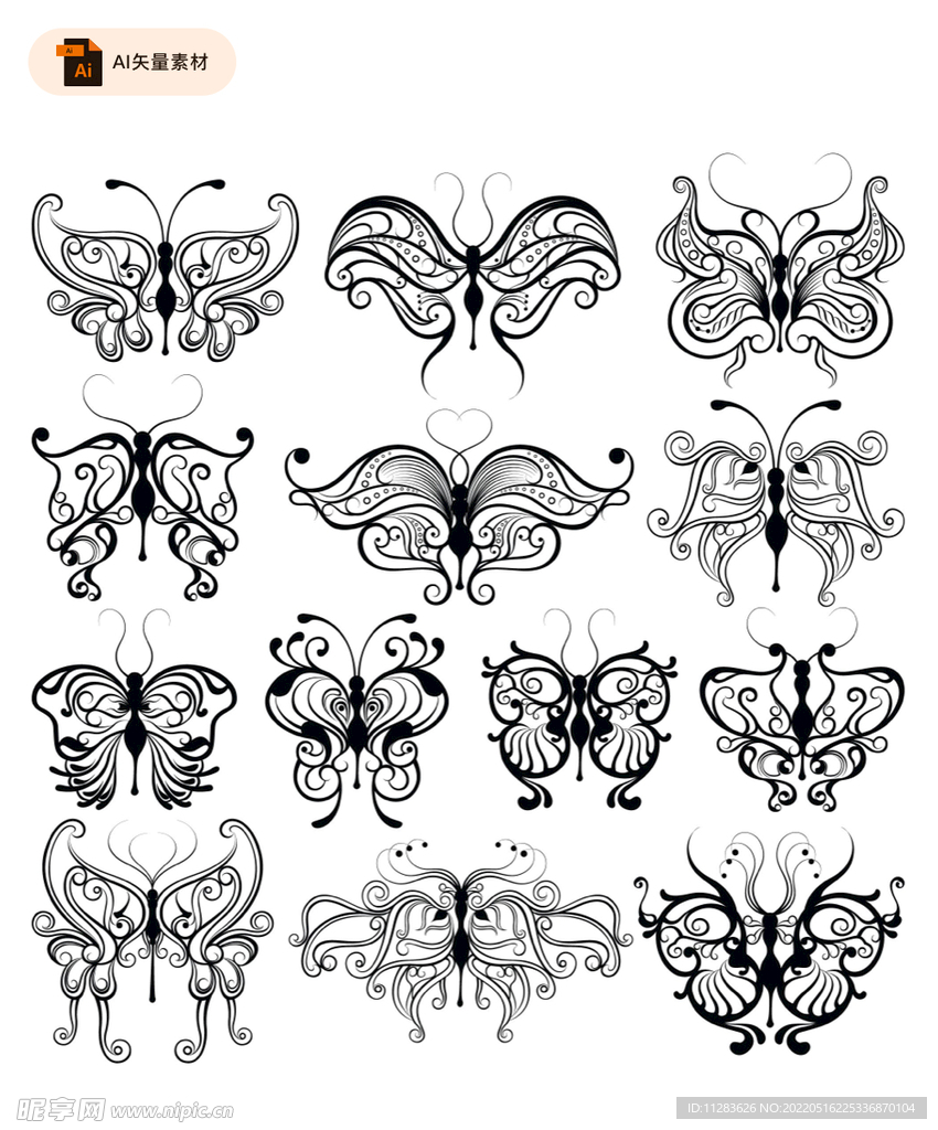 花蝴蝶矢量插画