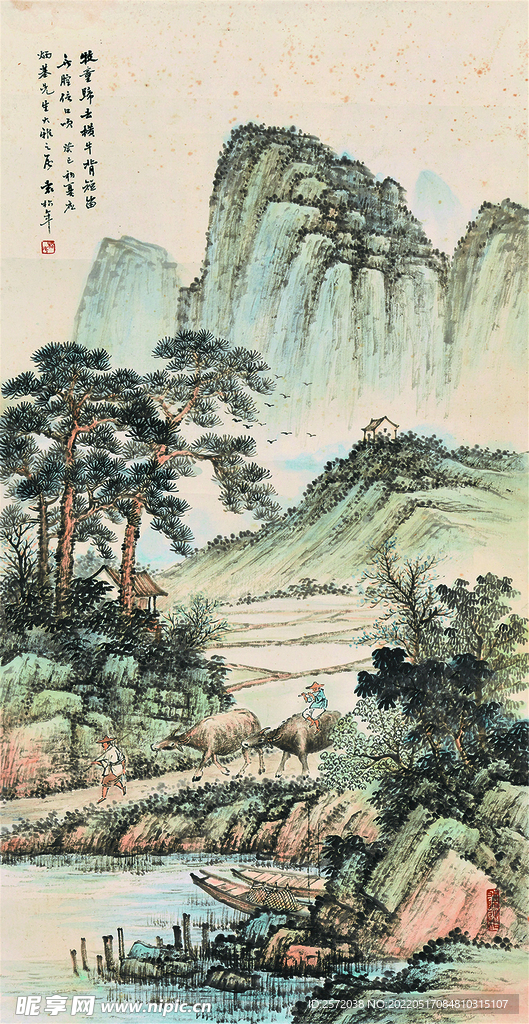 牧归图