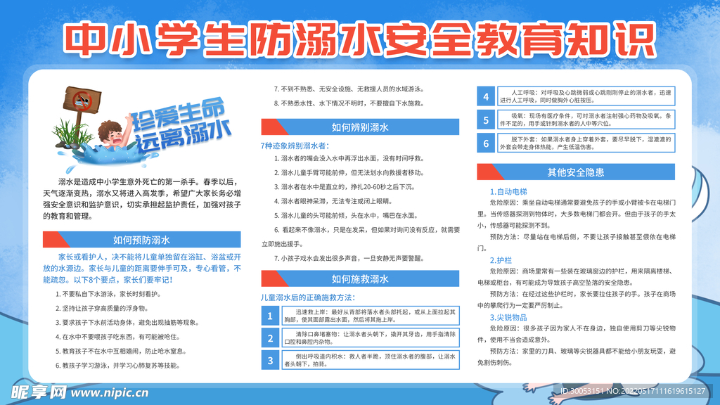 防溺水安全教育宣传展板