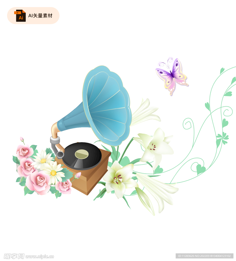 精美留声机插画