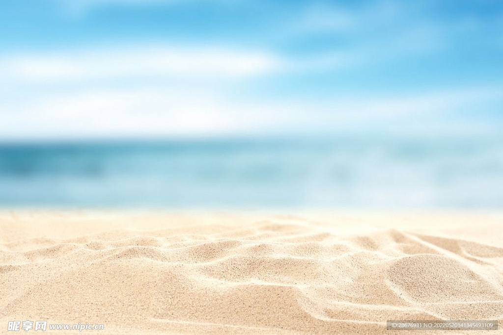 蓝色大海沙滩海边夏天小清新背景