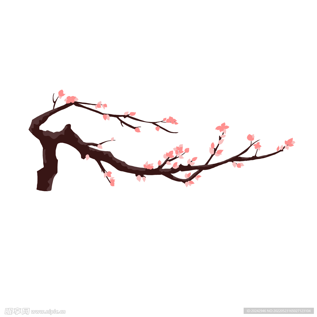 国潮桃花树枝