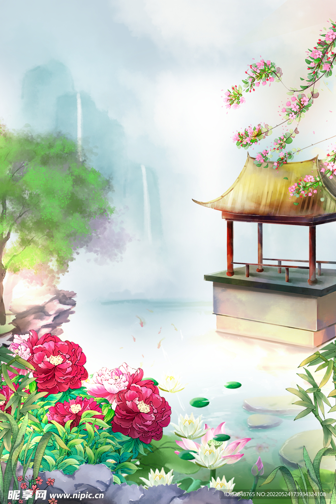中国风古风手绘插画海报