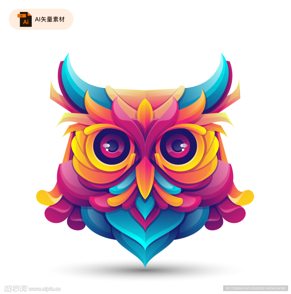 几何艺术猫头鹰插画