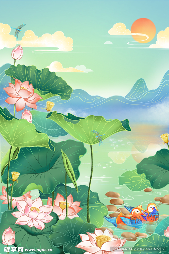 中国风花卉插画