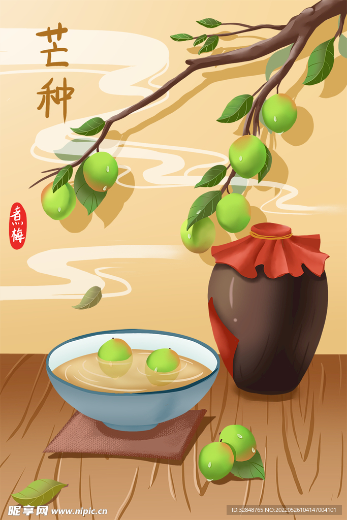 中国风芒种节气插画