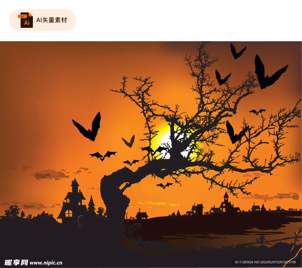 蝙蝠古堡夕阳剪影