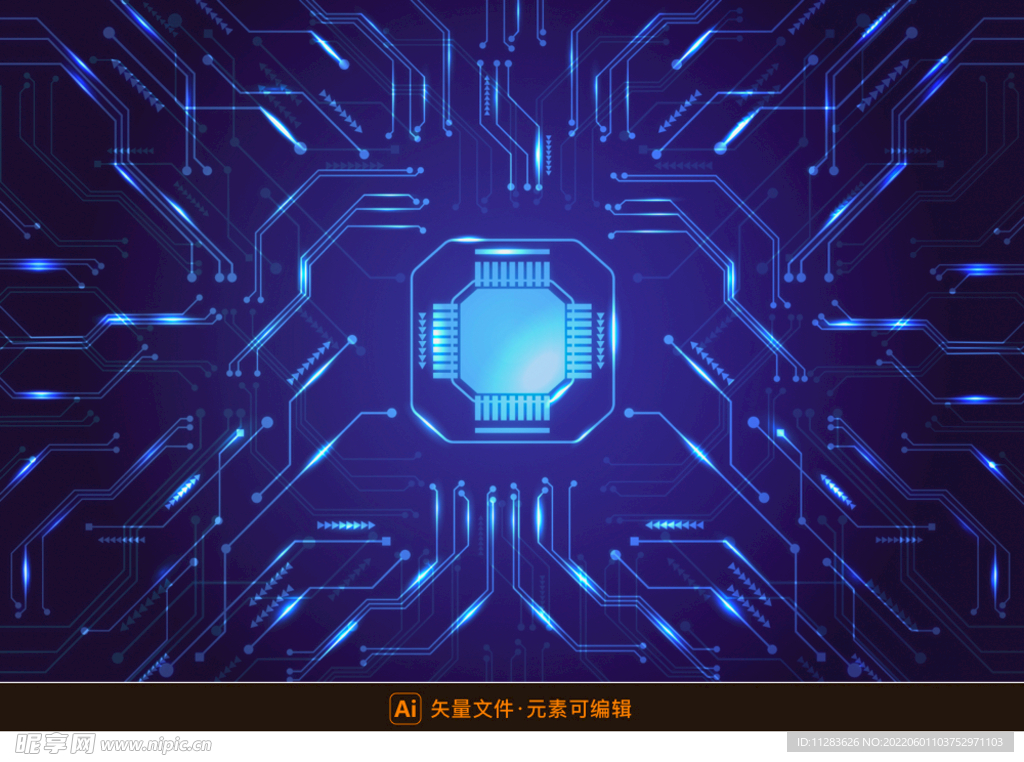 蓝色科技电子电路背景