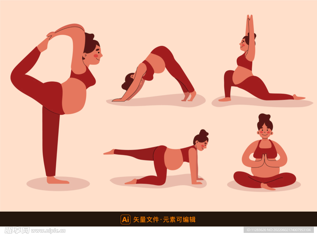 孕妇瑜伽恢复插画