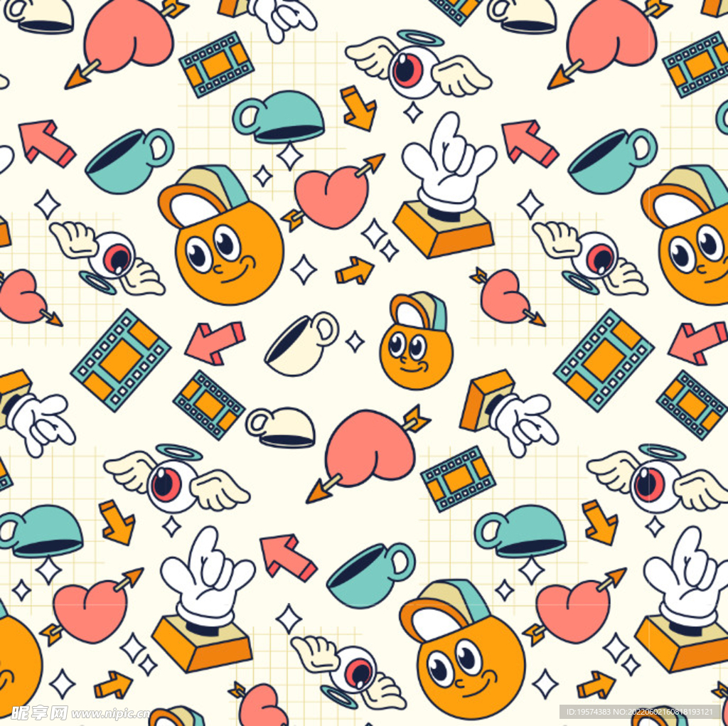 爱心咖啡杯花型碎花图案趣味