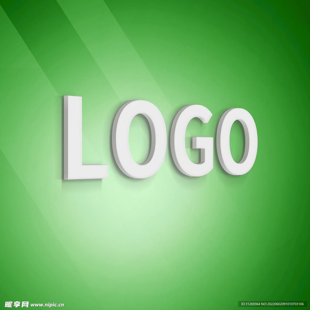 logo立体字样机场景图绿色底