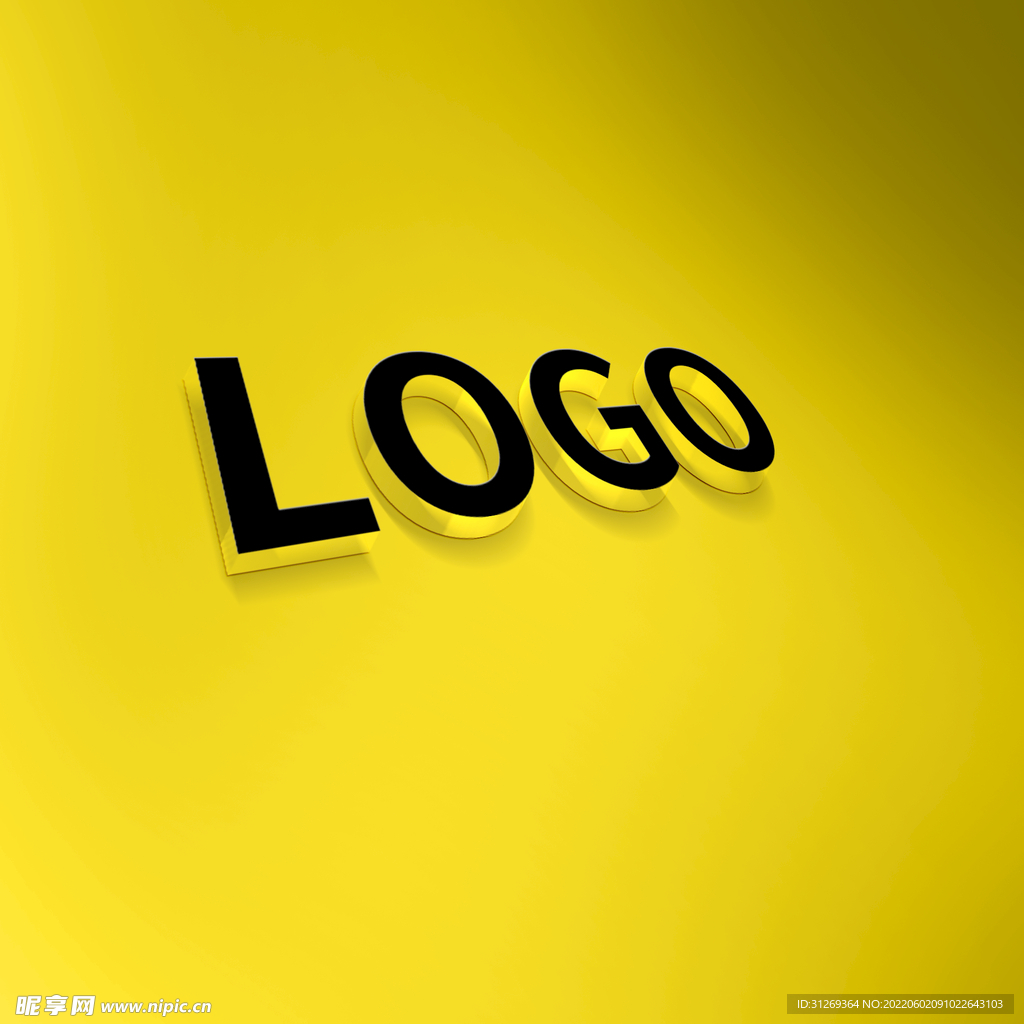 立体字logo样机斜面黄底