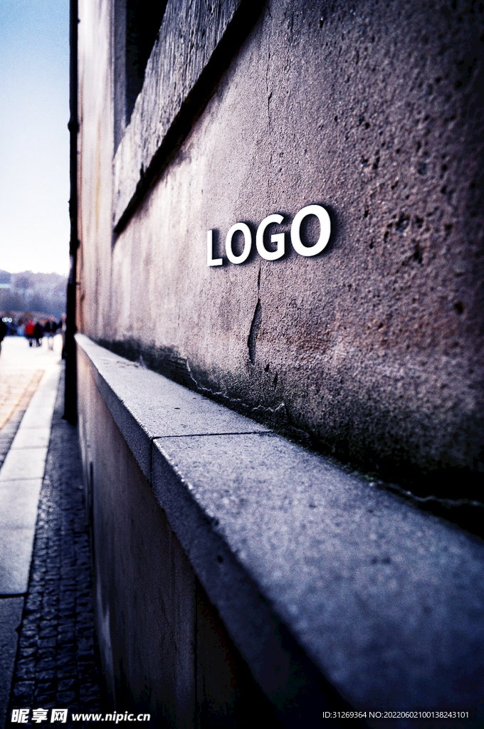logo 样机 墙上 