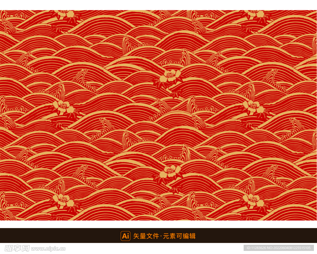 中国红波浪纹理背景