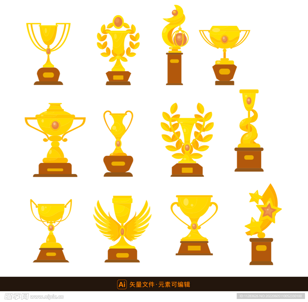 金色奖杯矢量素材