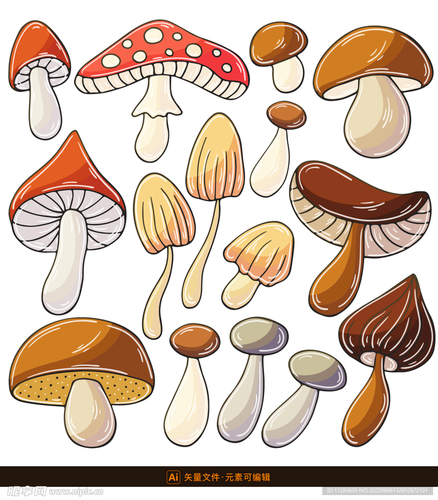 卡通蘑菇矢量插画
