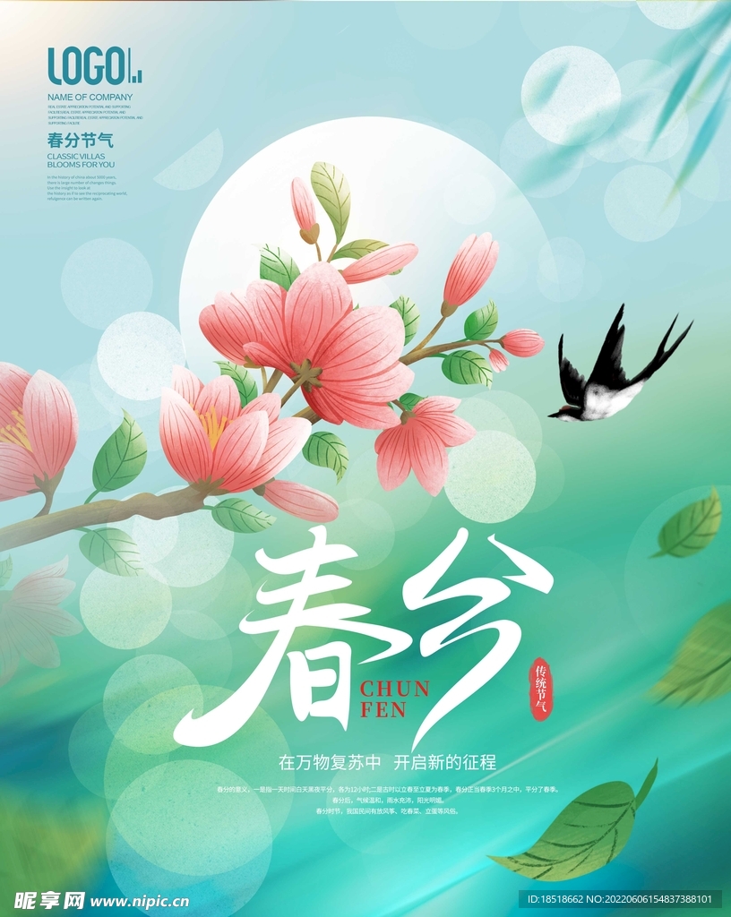 春分桃花手绘插画