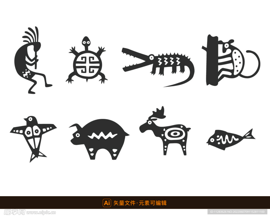 可爱古壁画图案