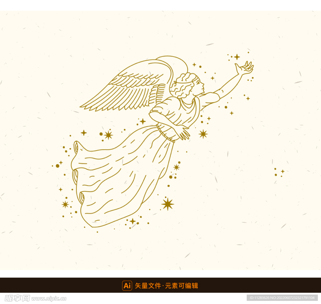 西方天使矢量插图