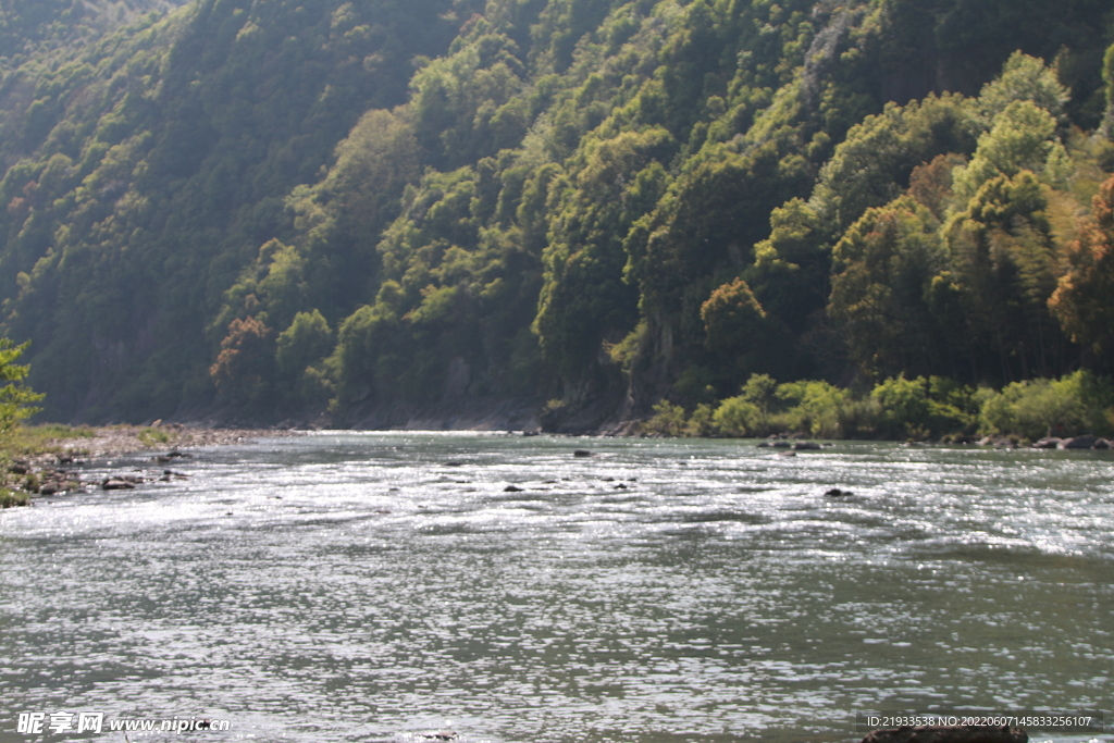  溪流草地河底道河滩