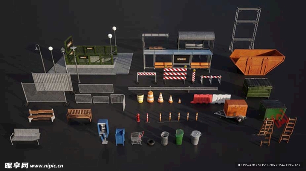 C4D工地工程施工正在建筑设施