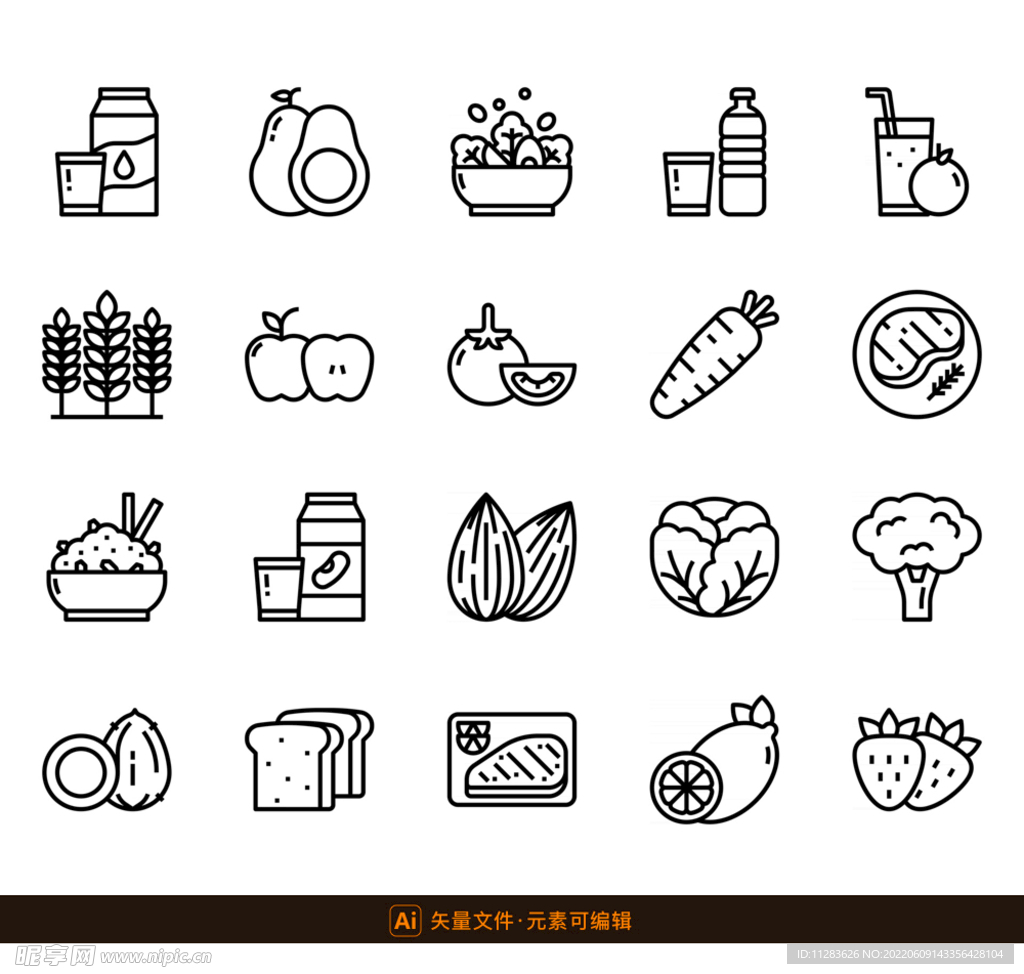 线性食物图标